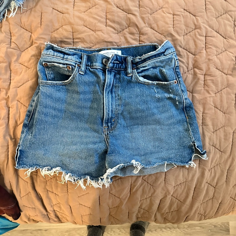 Abercrombie & Fitch Blue Jean Shorts Distressed Frayed Hem